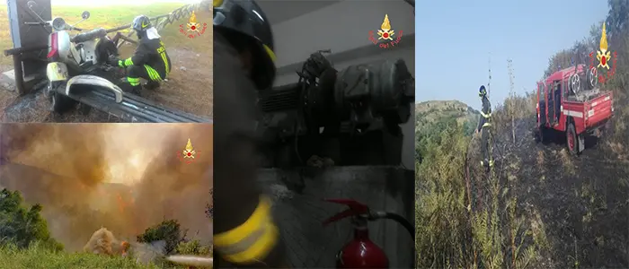 Instancabili i VVF, Incendi: su Catanzaro, Borgia, Chiaravalle, Gasperina, Palermiti. Sellia Marina