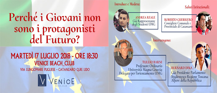 Perché i giovani non sono protagonisti del futuro? Dibattito aperto al Venice Beach - Catanzaro