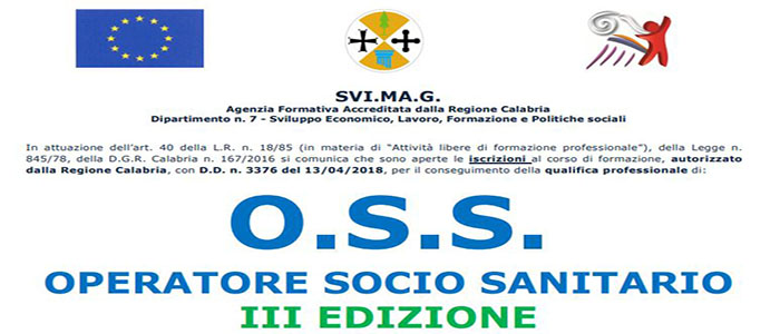 SVI.MA.G. Operatore socio sanitario III edizione. "Posti disponibili n.15"