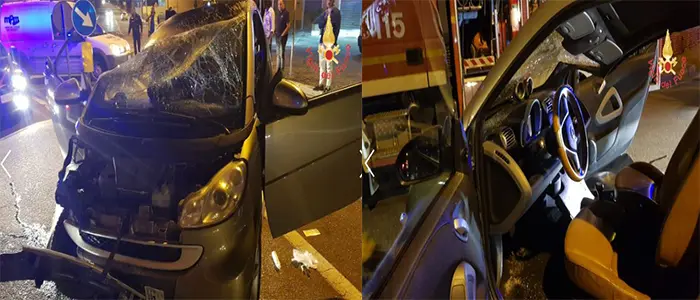 Incidente stradale: Lamezia, Smart si ribalta su cordolo, tempestivo l'intervento dei VVF