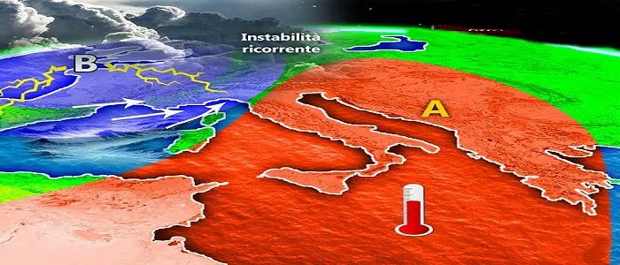 Meteo: Scontro tra titani caldo africano e fenomeni estremi, previsioni su Nord, Centro, Sud e Isole