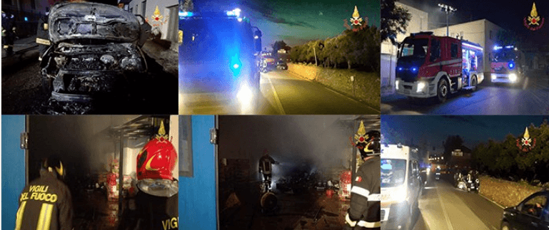 Calabria, notte incessante dei Vigili del Fuoco tra esplosioni, incendi e incidenti stradali (Foto)