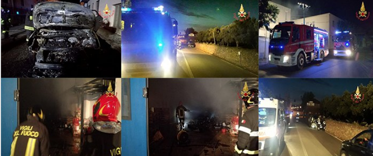 Calabria, notte incessante dei Vigili del Fuoco tra esplosioni, incendi e incidenti stradali (Foto)