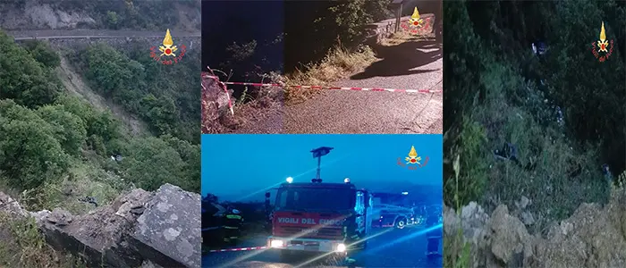 Incidente stradale nel catanzarese, Ford abbatte muro e giù per 60 mt ribaltandosi (Foto)