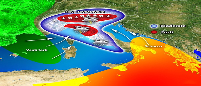Meteo: Piogge, Temporali e Neve, previsioni su Nord, Centro, Sud e Isole