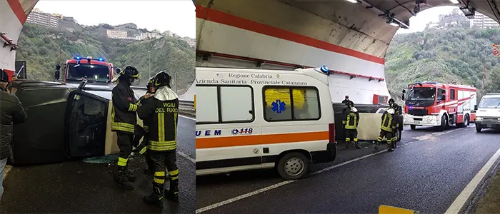 Incidente stradale: Rocambolesco incidente a Cz ingresso galleria Sansinato, direzione Lamezia (Foto