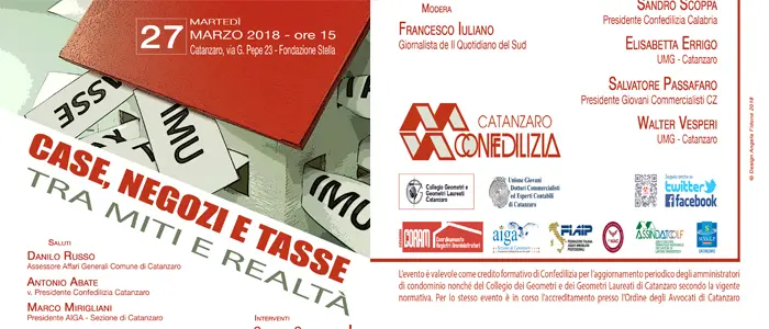 Casa, negozi e tasse, tra miti e realtà, un tema attuale per il nuovo seminario di Confedilizia Cz