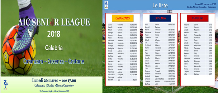 Calcio: AIC Senior League 2018 Catanzaro-Cosenza-Crotone