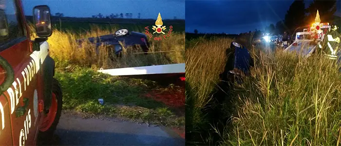 Incidente Stradale: SS 106 Cz, BMW esce fuori strada e si ribatta all'interno di un canalone (Foto)