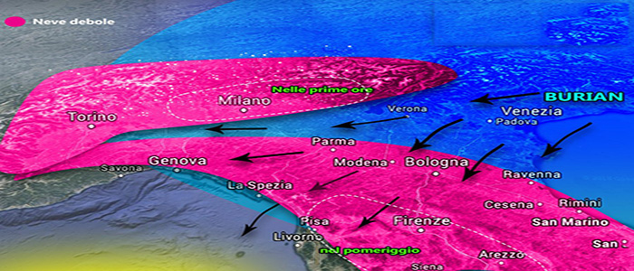 Meteo: Burian ecco dove colpirà con Neve e vento siberiano, previsioni su Nord, Centro, Sud e Isole