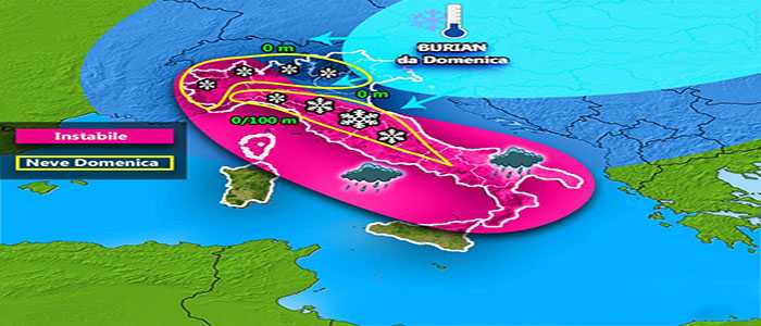 Meteo: Nubifragi poi Burian, il gelido vento siberiano, previsioni su Nord, Centro, Sud e Isole