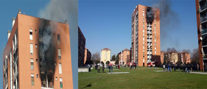 Incendio in palazzo 13 piani, 7 intossicati, uno grave