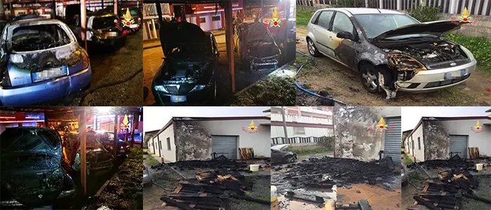 Divampate tre auto nel catanzarese, 7 unità dei Vvf per domare le fiamme (Foto)