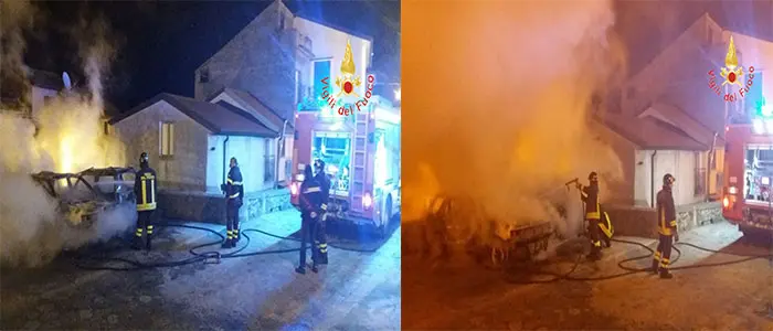 Divampate due auto a Isca sullo Ionio (CZ) intervento dei VVF (Foto)