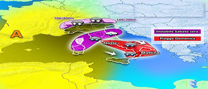 Meteo: Weekend con piogge veloci, previsioni su Nord, Centro, Sud e Isole