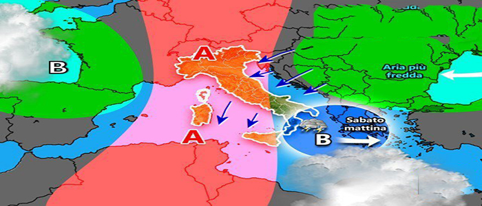 Meteo: Weekend, tra nubi, sole piogge previsioni su Nord, Centro Sud e Isole