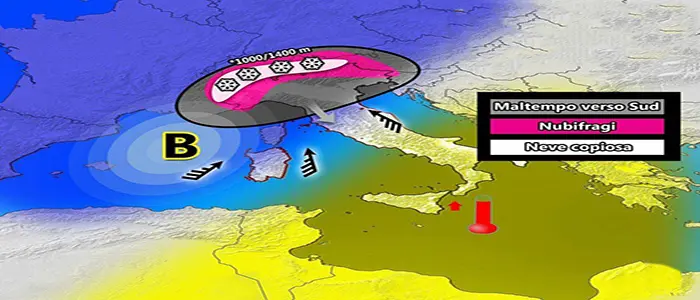 Meteo: Pioggia e neve copiosa, previsioni su Nord, Centro, Sud e Isole