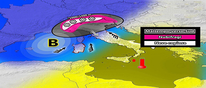 Meteo: Pioggia e neve copiosa, previsioni su Nord, Centro, Sud e Isole