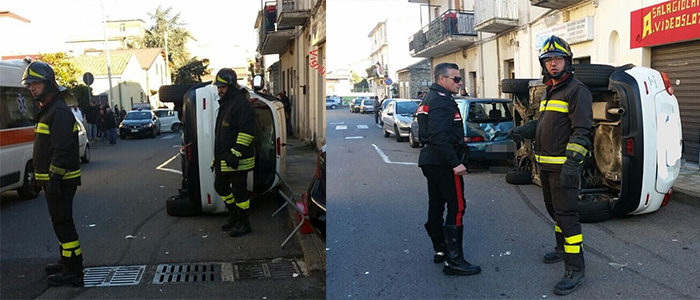 Rocambolesco incidente stradale una Toyota Yaris e Nissan Juke a Catanzaro intervento dei VVF