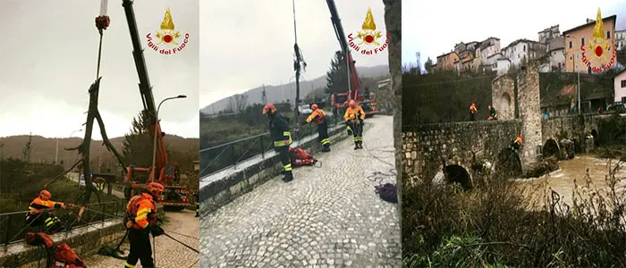 L'Aquila, i Vigili del fuoco impegnati a fronteggiare l'emergenza maltempo nella provincia