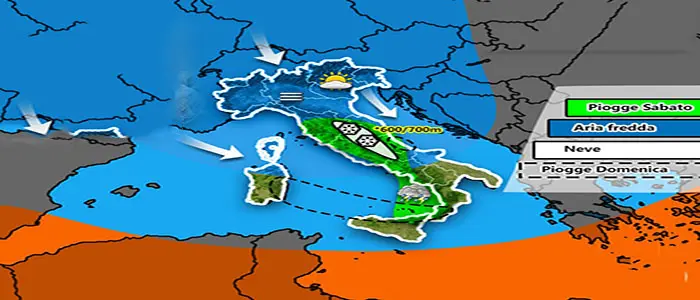 Meteo: crollo termico in arrivo, giù di 10 gradi, previsioni su Nord, Centro, Sud e Isole