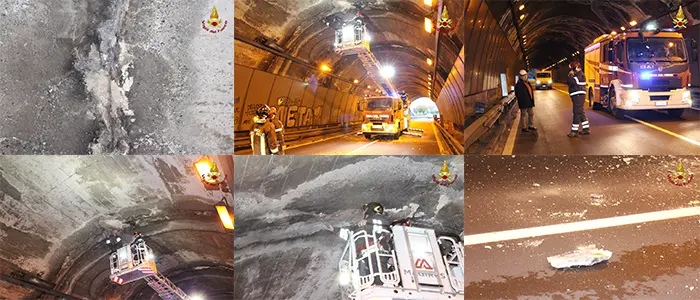 Catanzaro: Caduta calcinacci galleria Santa Croce necessario intervento dei VVF (Foto e Video)