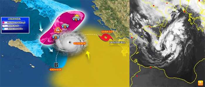 Allerta Meteo: Medicane, ciclone mediterraneo, Nubifragi al SUD, medicane in formazione sullo Jonio