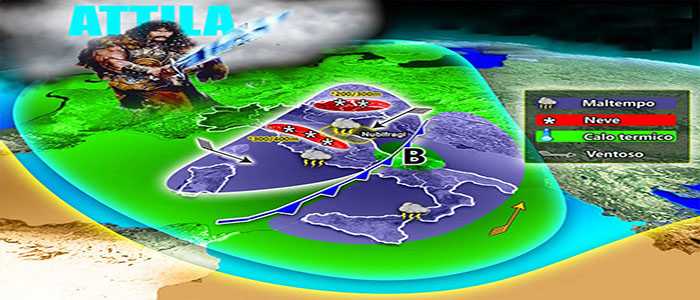 Meteo: Attila armato di maltempo estremo, previsioni su Nord, Centro, Sud e Isole