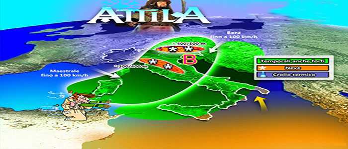 Meteo: Attila attacca l'Italia - sciabolata artica, previsioni su Nord, Centro, Sud e Isole