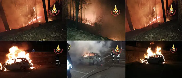 Incendi: "notte di fuoco" a Catanzaro tempestivo intervento dei Vigili del fuoco (Foto)