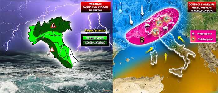 Allerta Meteo: intensa perturbazione atlantica, previsioni su Nord, Centro, Sud e Isole