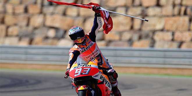 MotoGP: dominio Honda ad Aragon, Marquez trionfa davanti a Pedrosa