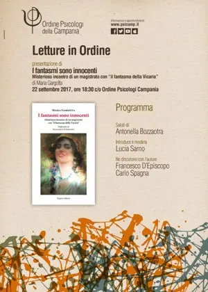 Napoli, presentazione libro "I fantasmi sono innocenti" nell'ambito della rassegna Letture in Ordine