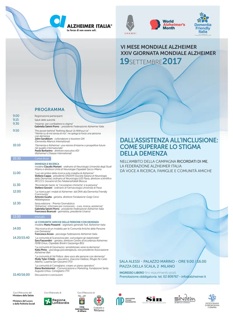 A Milano il convegno della Federazione Alzheimer
