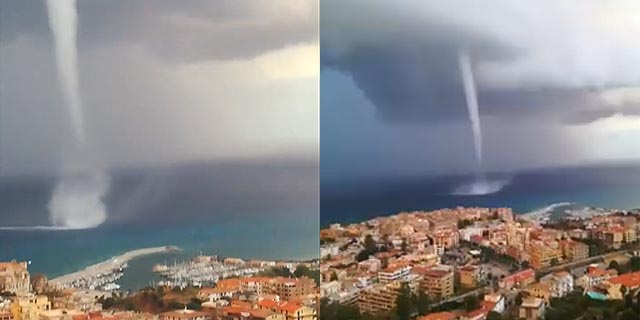 Maltempo: una spettacolare tromba d'aria al largo di Tropea VIDEO