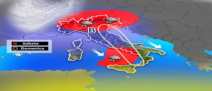 Meteo: Weekend con il ciclone Poppea, piogge e temporali, previsioni su Nord, Centro, Sud e Isole