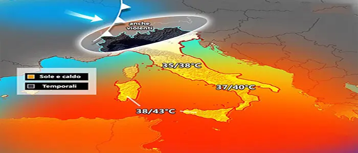 Meteo: Lucifero "il Piromane del Sud". Temporali al Nord, previsioni su Nord, Centro, Sud e Isole