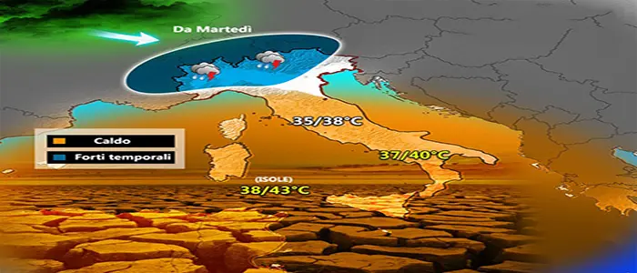 Meteo: Temporali al Nord, terra arida al Sud con Lucifero, previsioni su Nord, Centro, Sud e Isole