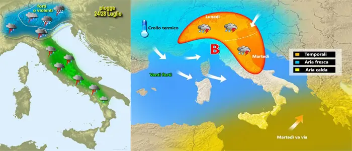 Meteo. Break all'Estate giù di 10°temporali su molte regioni, previsioni su Nord, Cento, Sud e Isole