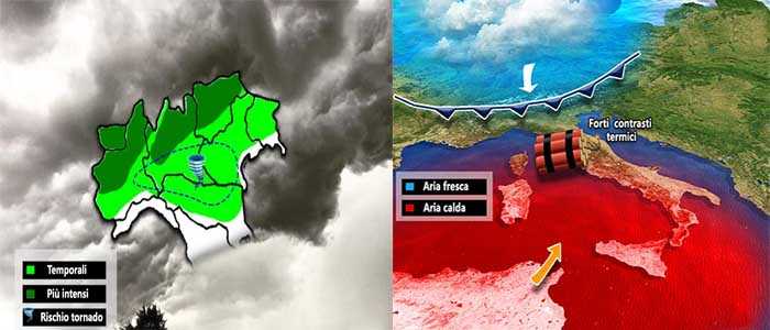 Meteo: Rischio fenomeni estremi "Tornado" previsione su Nord, Centro, Sud e Isole
