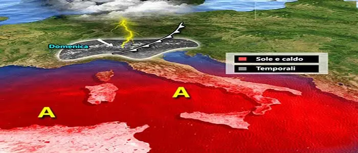 Meteo: Weekend con forti temporali e caldo intenso, previsioni su Nord, Centro, Sud e Isole