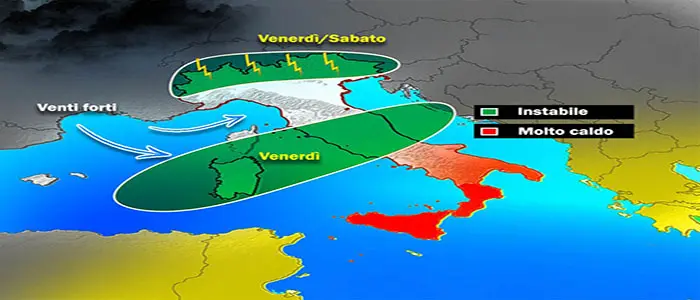 Meteo: Temporali con Circe, fuoco intenso con Caronte, previsioni su Nord, Centro, Sud e Isole