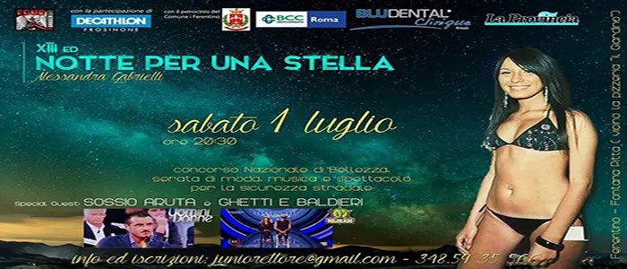 Lazio. Ferentino. Al via le candidature al concorso "Notte per una stella"