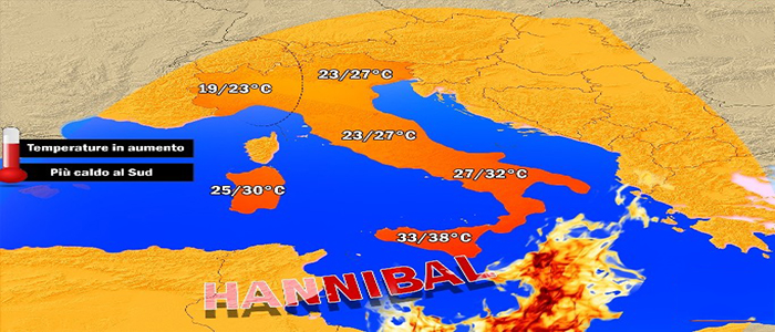 Meteo: Il caldo di Hannibal , caldo fino a 38  previsione su Nord, centro, Sud, e Isole