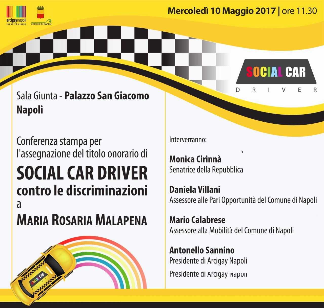 Napoli, titolo onorario di Social Car Driver contro le discriminazioni a Maria Rosaria Malapena