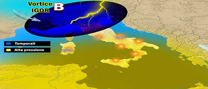 Meteo: Pazza primavera  con il vortice Igor. Previsione su Nord, Centro, Sud e Isole
