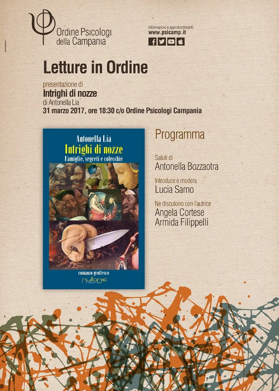 Gli "Intrighi di nozze" di Antonella Lia all'Ordine Psicologi Campania