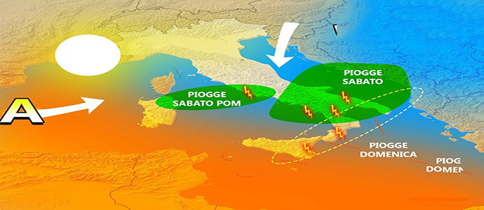 Meteo: Weekend con piogge su Sicilia, Calabria, Basilicata e Puglia