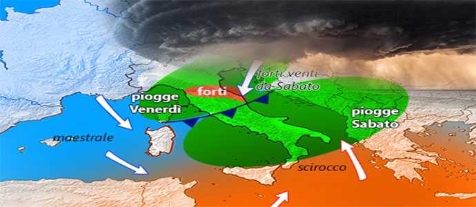 Meteo: Piogge e temporali al Nord. Allerta Toscana. Sole al Sud
