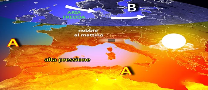 Meteo: 19-24 febbraio, torna l'alta pressione, ma nebbie al Nord